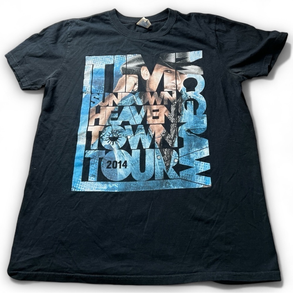 Tim McGraw 2014 Sundown Heaven Town Tour Black Short Sleeve T Shirt Size Medium